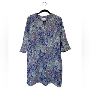 Coolibar Oceanside Tunic Dress UPF 50+ Colorful Beach Vacation Size L